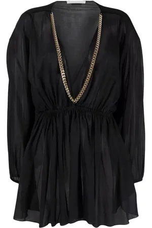 Stella McCartney Sukienki, Kobieta, Czarny, S, Bawełna, Czarna bawełniana sukienka midi