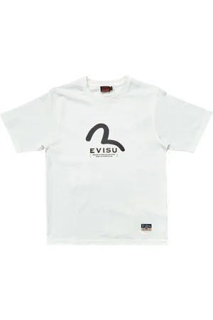 Evisu Koszulki, Mężczyzna, Biały, M, T-shirt z nadrukiem mewy i wieloma kieszeniami Bianca