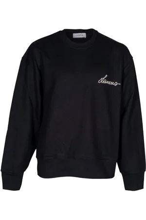 LANEUS Bluzy, Mężczyzna, Czarny, L, Stylowy Crewneck Sweatshirt. Długi Rękaw. Wyprodukowany we Włoszech