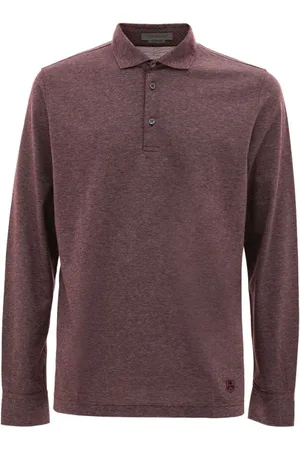 corneliani Swetry, Mężczyzna, Fioletowy, L, Liliowy Bawełniany Polo