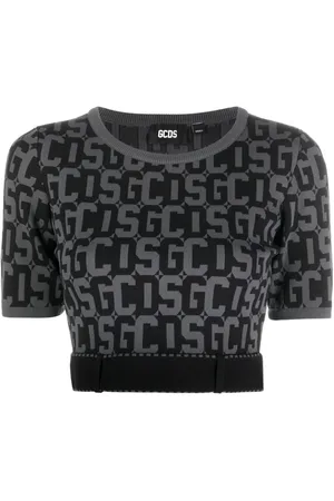 GCDS Swetry, Kobieta, Czarny, M, Monogram Casual Sweter Czarny
