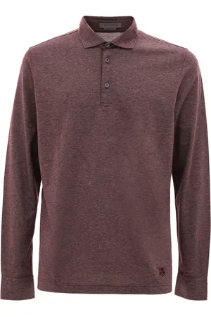 corneliani Koszulki, Mężczyzna, Fioletowy, L, Fioletowy polo z długim rękawem