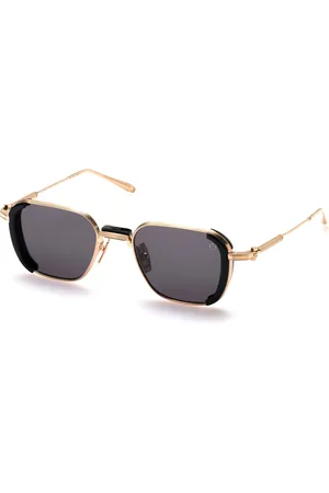 AKONI Akcesoria, Mężczyzna, Czarny, ONE SIZE, Eclipse Czarne 12K Złote Okulary przeciwsłoneczne