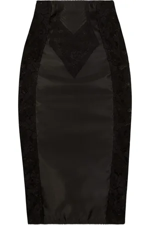 Dolce & Gabbana Spódnice, Kobieta, Czarny, S, Elegancka Czarna Spódnica z Koronkowym Detailem