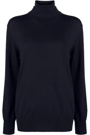 Jil Sander Swetry, Kobieta, Niebieski, M, Wełna, Niebieski wełniany sweter z długim rękawem