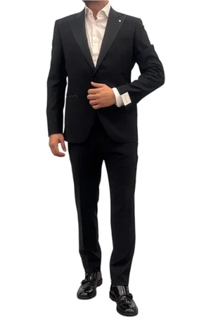 LUIGI BIANCHI MANTOVA Garnitury, Mężczyzna, Czarny, L, Elegant Smoking Suit