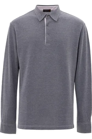 corneliani Koszulki, Mężczyzna, Niebieski, L, Niebieski polo z długim rękawem