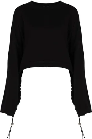 LA HAINE INSIDE US Bluzki, Kobieta, Czarny, S, Len, Elegancki sweter z okrągłym dekoltem