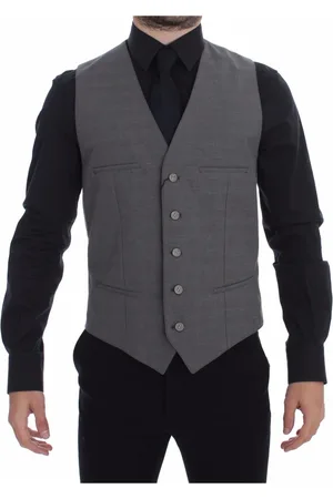 Dolce & Gabbana Garnitury, Mężczyzna, Szary, M, Bawełna, Szara kamizelka do sukienki Slim Fit