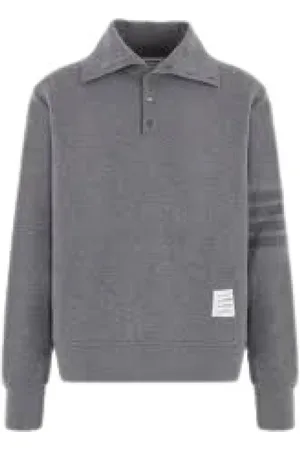Thom Browne Koszulki, Mężczyzna, Szary, L, Bawełna, Stylowy top z wysokim dekoltem