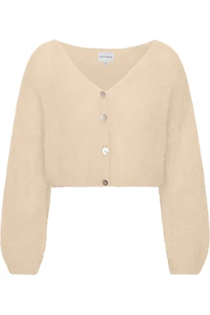 American Dreams Swetry, Kobieta, Beżowy, L, Mohair Cropped Cardigan