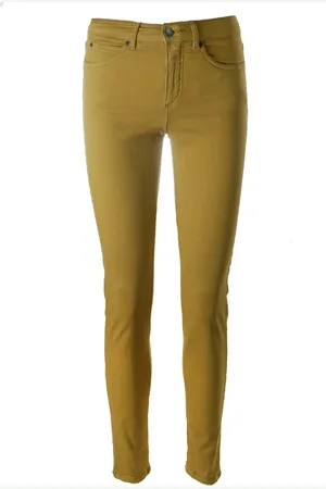 C.ro Spodnie, Kobieta, Żółty, L, Bawełna, Slim Fit Zimowe Żółte Spodnie