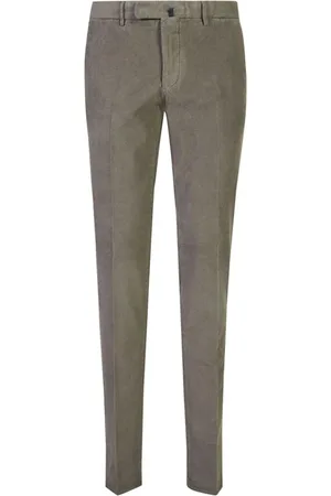 Incotex Spodnie, Mężczyzna, brązowy, L, Len, Sztruksowe Spodnie Slim Fit Zielono/Szare