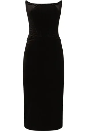 Dolce & Gabbana Sukienki, Kobieta, Czarny, S, Bezramienna Długa Czarna Sukienka