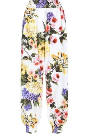 Dolce & Gabbana Spodnie, Kobieta, Wielobarwność, L, Spodnie z kwiatowym wzorem