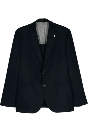 LUIGI BIANCHI MANTOVA Kurtki, Mężczyzna, Niebieski, 2XL, Niebieska Kurtka z Wełnianej Mieszanki