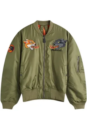 Maharishi Kurtki, Mężczyzna, Zielony, S, Nylon, Kurtka lotnicza Dualithi Panther Oliwkowa