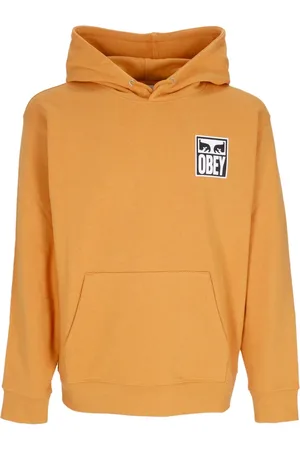 Obey Bluzy, Mężczyzna, Pomarańczowy, L, Bluza z kapturem z lekkiego materiału z ikoną oczu