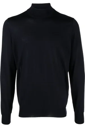 DRUMOHR Swetry, Mężczyzna, Niebieski, M, Navy Merino Wool Sweater