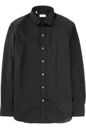 SALVATORE PICCOLO Koszule, Mężczyzna, Czarny, 4XL, Czarna Ręcznie Robiona Klasyczna Koszula Męska