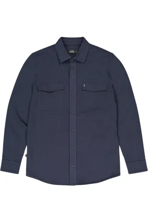 Butcher of Blue Koszule, Mężczyzna, Niebieski, S, Niebieska Overshirt z kieszenią Finn