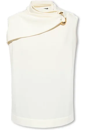 Jil Sander Koszulki, Kobieta, Beżowy, S, Bawełna, Top z aplikacją