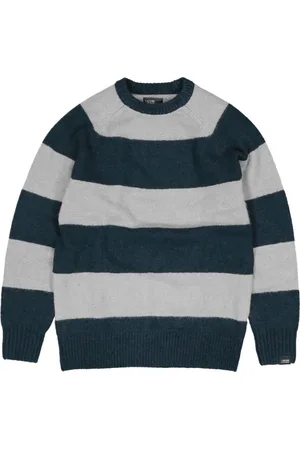 Butcher of Blue Swetry, Mężczyzna, Niebieski, 2XL, Sweter Edmund Stripe Crew Granatowy