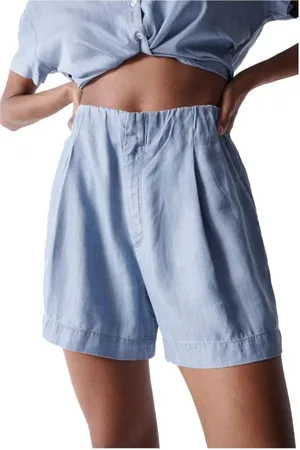 Salsa Szorty, Kobieta, Niebieski, S, Denim, Krótkie Spodenki z Lekkiego Denimu i Wysokim Stanem
