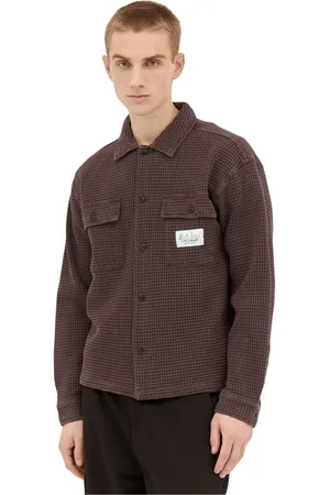 Brain Dead Kurtki, Mężczyzna, brązowy, L, Bawełniana Koszula Waffle Knit