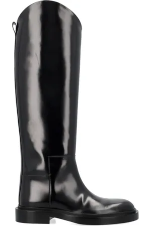 Jil Sander Buty, Kobieta, Czarny, 36 EU, Skóra, Czarne skórzane kozaki za kolano