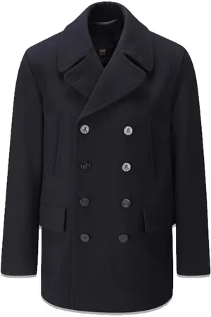 Gloverall Płaszcze, Mężczyzna, Niebieski, L, Bawełna, Churchill Reefer Peacoat Navy