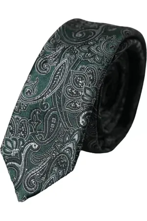 Dolce & Gabbana Akcesoria, Mężczyzna, Zielony, ONE SIZE, Zielony Jedwabny Krawat Męski z Kwiatowym Wzorem