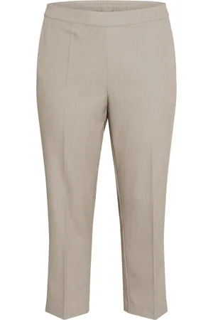 Kaffe Spodnie, Kobieta, Beżowy, 3XL, Spodnie Cropped Elephant Skin Melange