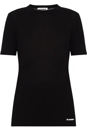 Jil Sander Koszulki, Kobieta, Czarny, M, Bawełna, T-Shirt z Logo