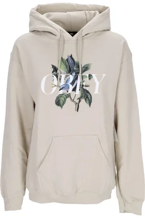 Obey Bluzy, Kobieta, Beżowy, M, Bawełna, Bird Old School Bluza z Kapturem