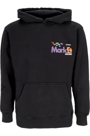 MARKET Bluzy, Mężczyzna, Czarny, S, Racing Hoodie Pullover Bluza Czarna
