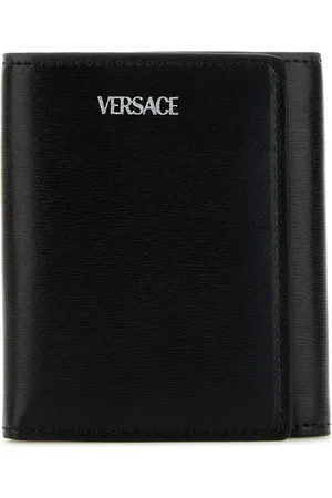 VERSACE Akcesoria, Mężczyzna, Czarny, ONE SIZE, Klasyczny Czarny Portfel Skórzany