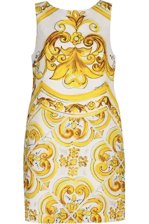 Dolce & Gabbana Sukienki, Kobieta, Wielobarwność, M, Maiolica Sukienka z Broszkią w Wzory