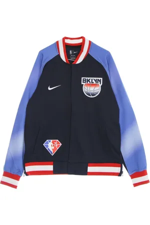 Nike Kurtki, Mężczyzna, Wielobarwność, XL, Poliester, Brooklyn Nets Lekki Sweter z Dekoltem w serek