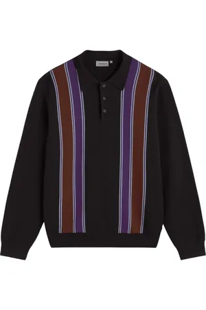 Carhartt Swetry, Mężczyzna, Wielobarwność, L, Bawełna, Polo z długim rękawem w paski
