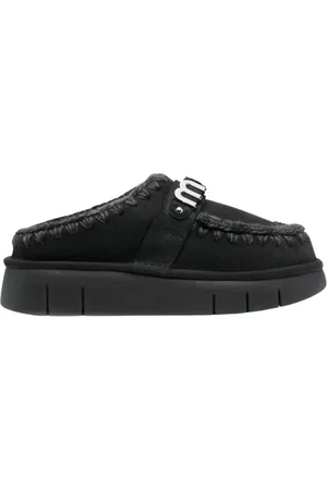 Mou Buty, Kobieta, Czarny, 36 EU, Skóra, Czarne Slip-Ony z Owczej Skóry