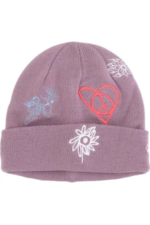 Obey Akcesoria, Kobieta, Fioletowy, ONE SIZE, Wyhaftowany Liliowy Beanie Damski Kapelusz