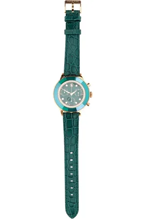 Swarovski Akcesoria, Kobieta, Zielony, ONE SIZE, Zielona skórzana Chrono zegarek