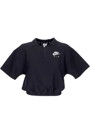 Nike Koszulki, Kobieta, Czarny, L, Bawełna, Czarno-Biały Air Pique Crop Polo
