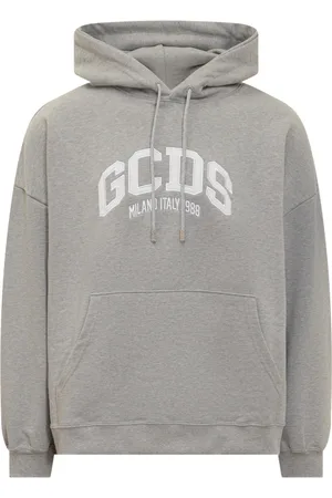 GCDS Bluzy, Mężczyzna, Szary, L, Ikoniczny Logo Hoodie