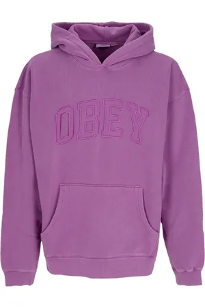 Obey Bluzy, Mężczyzna, Fioletowy, XL, Bawełna, Ciężki kaptur z kieszenią kangurką