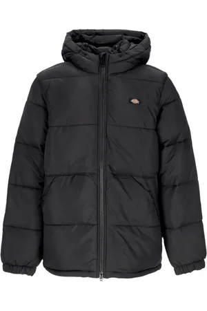 Dickies Kurtki, Mężczyzna, Czarny, L, Czarna kurtka puchowa z kapturem odporna na wodę