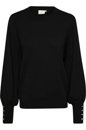 Kaffe Swetry, Kobieta, Czarny, S, Nylon, Kobiecy Sweter z bufiastymi rękawami