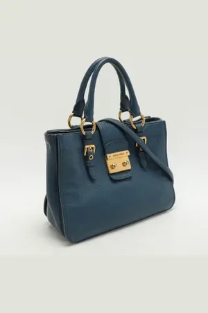 Miu Miu Pre-owned, Kobieta, Niebieski, ONE SIZE, Pre-owned Leather totes