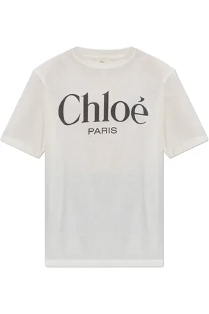 Chloé Koszulki, Kobieta, Beżowy, S, Bawełna, T-shirt z nadrukiem